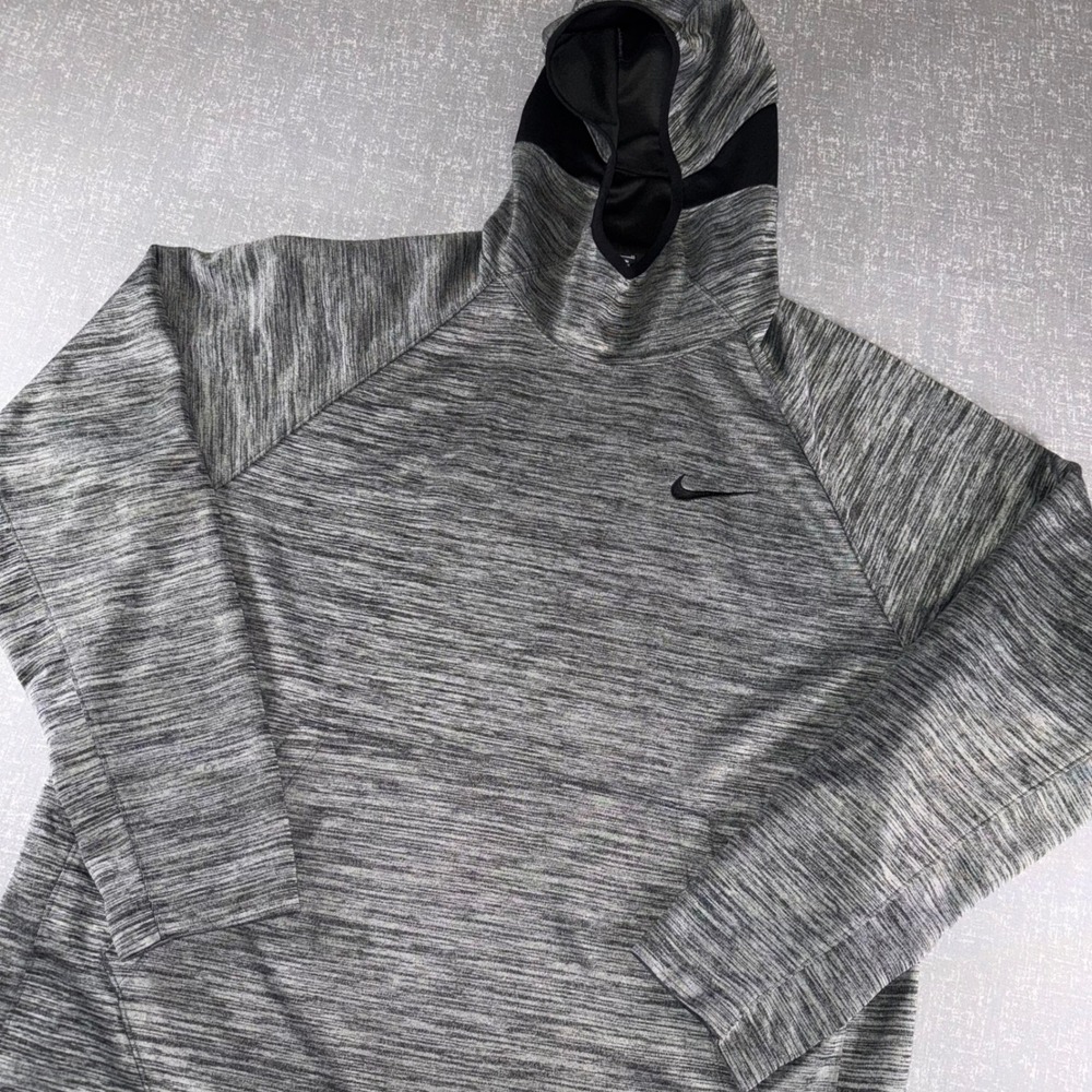Nike Dri-FIT Mens XL Grey Space Dye Hoodie Built-in Face Mask Balaclava Pullover